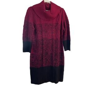 Womens‎ Classic Cable Knit Sweater Dress Large Holiday Career Turtleneck Ombre